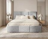 Designer Polsterbett Miro in Samt mit Stauraum – Grau