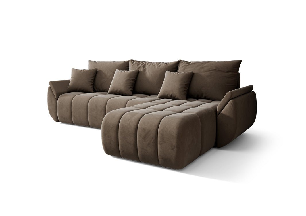 Designer Sofa Lenoa L mit Schlaf- und Klappfunktion in Samt