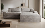 Designer Ecksofa Lugo in Cord – Hellgrau – Rechts
