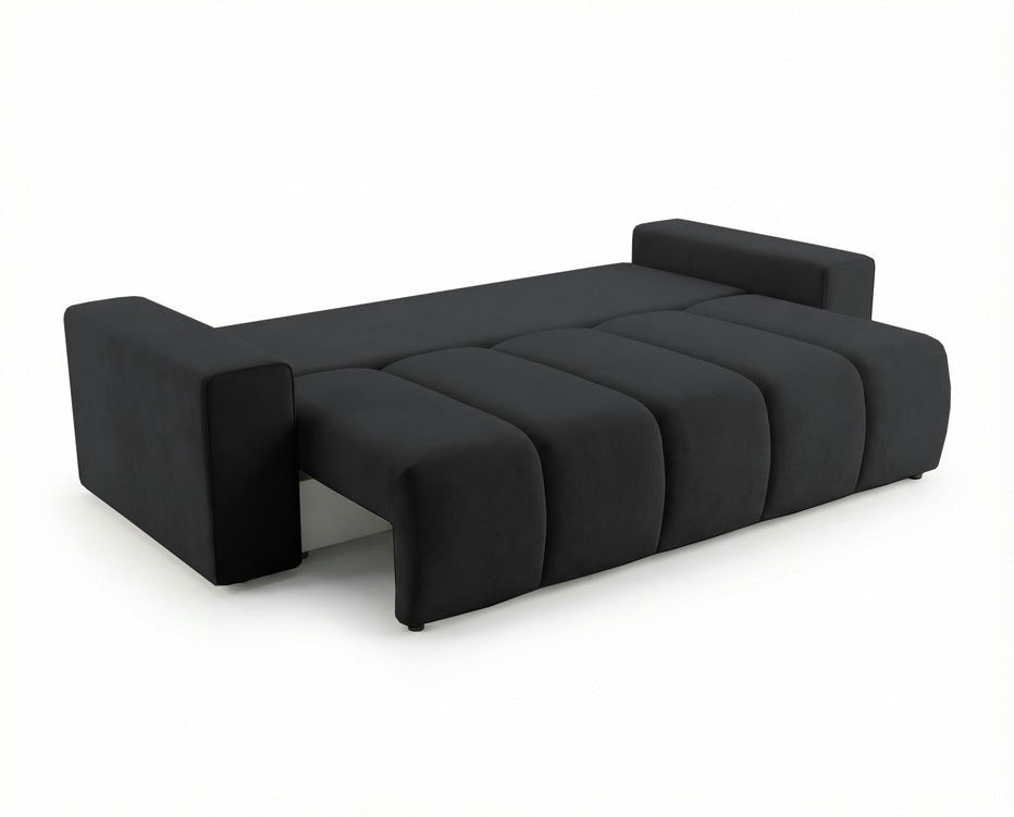 Designer 3 Sitzer Sofa Vena mit Stauraum und Schlaffunktion in Samt