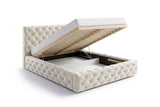 Designer Polsterbett Ria in Samt mit Stauraum – Beige
