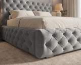 Designer Polsterbett Ria in Samt mit Stauraum – Grau