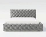Designer Polsterbett Ria in Samt mit Stauraum – Grau