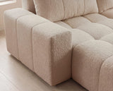 Designer Ecksofa Arvo in Bouclé mit Schlaffunktion & Stauraum – Beige – Links