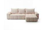 Designer Ecksofa Arvo in Bouclé mit Schlaffunktion & Stauraum – Beige – Rechts