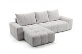 Designer Ecksofa Arvo in Bouclé mit Schlaffunktion & Stauraum – Sand – Links