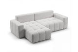 Designer Ecksofa Arvo in Bouclé mit Schlaffunktion & Stauraum – Sand – Links