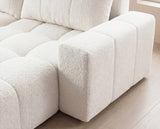 Designer Ecksofa Arvo in Bouclé mit Schlaffunktion & Stauraum – Weiß – Rechts