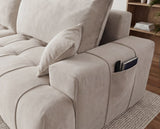 Designer Ecksofa Pino in Samt mit Schlaffunktion & Stauraum – Beige – Links
