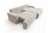 Designer Ecksofa Pino in Samt mit Schlaffunktion & Stauraum – Beige – Rechts