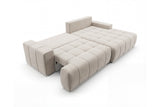 Designer Ecksofa Pino in Samt mit Schlaffunktion & Stauraum – Beige – Rechts