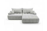 Designer Ecksofa Pino in Samt mit Schlaffunktion & Stauraum – Hellgrau – Rechts