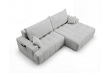 Designer Ecksofa Pino in Samt mit Schlaffunktion & Stauraum – Hellgrau – Rechts