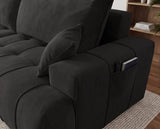 Designer Ecksofa Pino in Samt mit Schlaffunktion & Stauraum – Schwarz – Links
