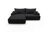 Designer Ecksofa Pino in Samt mit Schlaffunktion & Stauraum – Schwarz – Links