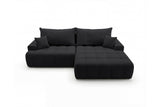 Designer Ecksofa Pino in Samt mit Schlaffunktion & Stauraum – Schwarz – Rechts
