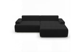 Designer Ecksofa Pino in Samt mit Schlaffunktion & Stauraum – Schwarz – Rechts