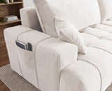 Designer Ecksofa Pino in Samt mit Schlaffunktion & Stauraum – Weiß – Rechts