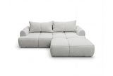 Designer Ecksofa Corso in Samt mit Schlaffunktion & Stauraum – Hellgrau – Rechts