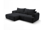 Designer Ecksofa Corso in Samt mit Schlaffunktion & Stauraum – Schwarz – Links