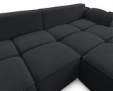 Designer Ecksofa Corso in Samt mit Schlaffunktion & Stauraum – Schwarz – Rechts