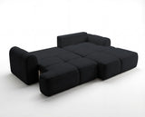 Designer Ecksofa Corso in Samt mit Schlaffunktion & Stauraum – Schwarz – Rechts