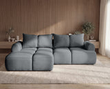 Designer Ecksofa Corso in Samt mit Schlaffunktion & Stauraum – Grau – Links