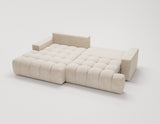 Designer Ecksofa Nemo in Stoff mit Schlaffunktion & Stauraum – Beige – Links