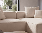 Designer Ecksofa Reno in Bouclé – Beige – Rechts