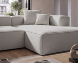 Designer Ecksofa Reno in Bouclé – Sand – Rechts