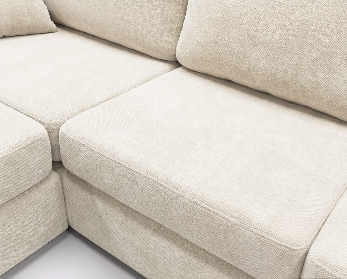 Designer Ecksofa Vigo in Chenille – Beige – Links