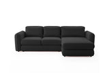 Designer Ecksofa Tino in Strukturstoff – Schwarz – Rechts