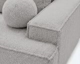 Designer 3 Sitzer Sofa Mira in Bouclé mit Schlaffunktion & Stauraum – Sand