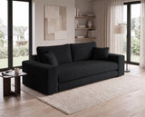 Designer 3 Sitzer Sofa Nilo in Samt mit Schlaffunktion & Stauraum – Schwarz