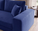 Designer 3 Sitzer Sofa Nilo in Samt mit Schlaffunktion & Stauraum – Blau