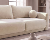 Designer 3 Sitzer Sofa Nora in Samt mit Schlaffunktion & Stauraum – Beige