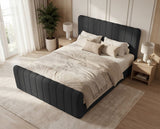 Boxspringbett Elin Samt mit Stauraum – Schwarz