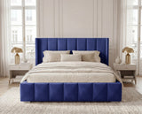 Designer Polsterbett Viola in Samt – Blau