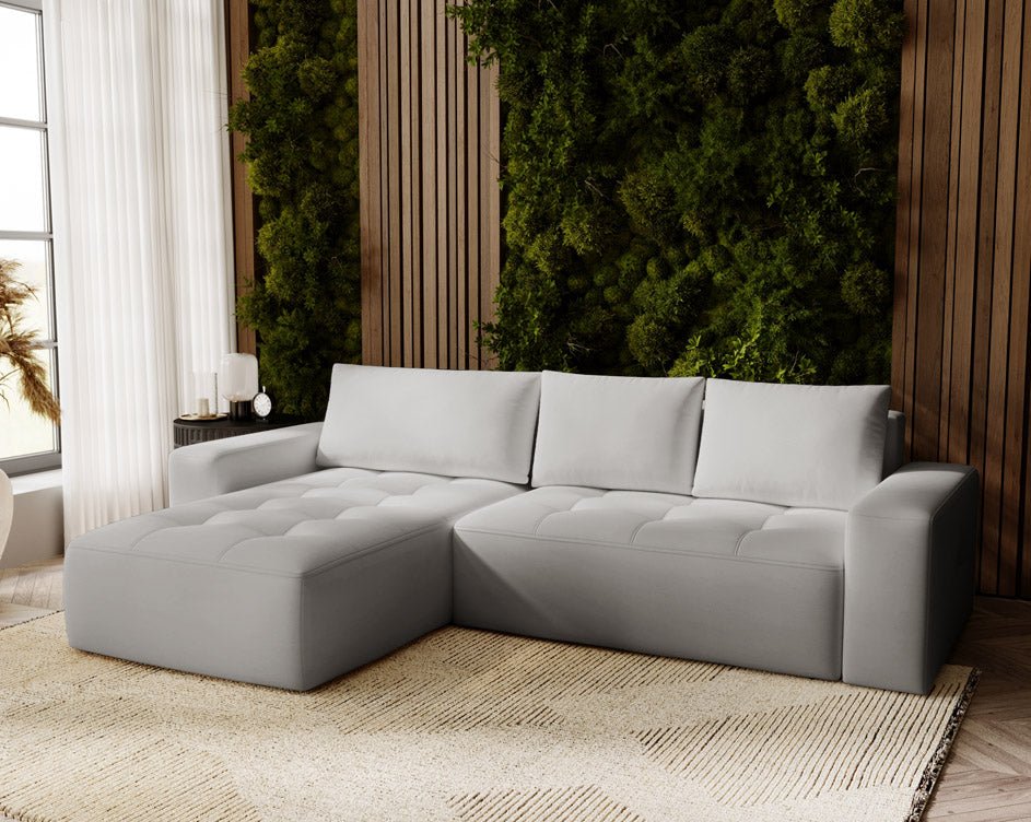 Designer Sofa Nordic Samt mit Schlaffunktion und Stauraum