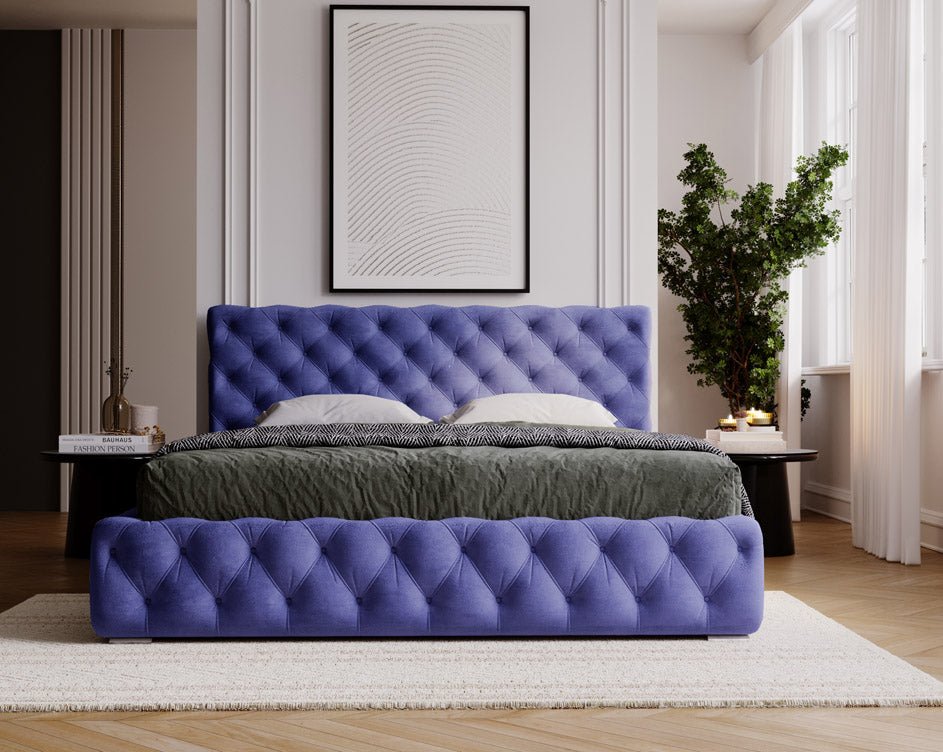 Designer Polsterbett Horizon in Samt mit Stauraum