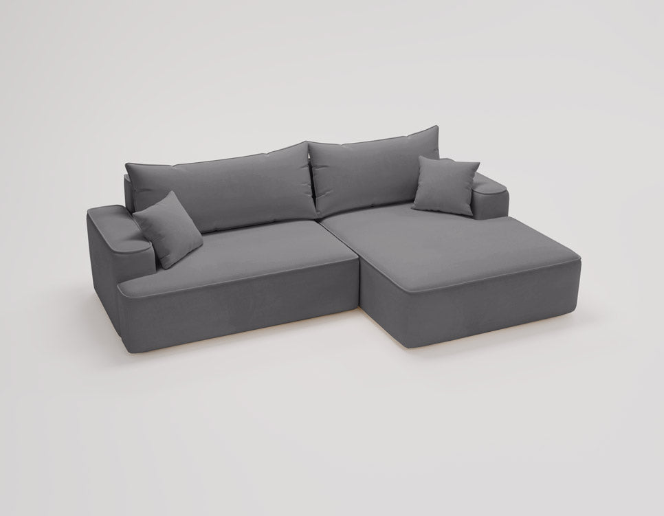 Designer Sofa Fresh in Samt mit Schlaffunktion und Stauraum