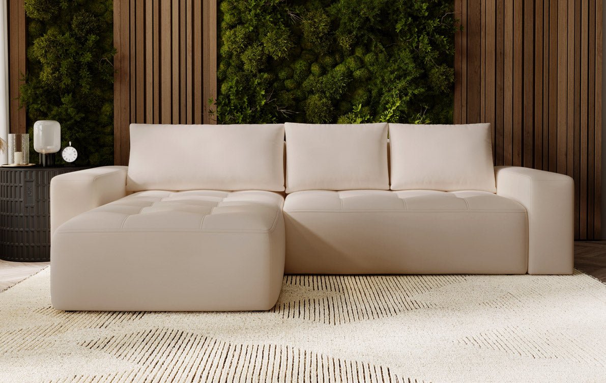 Designer Sofa Nordic Samt mit Schlaffunktion und Stauraum