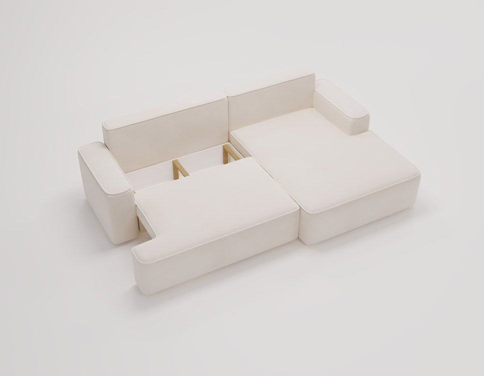 Designer Sofa Fresh in Samt mit Schlaffunktion und Stauraum