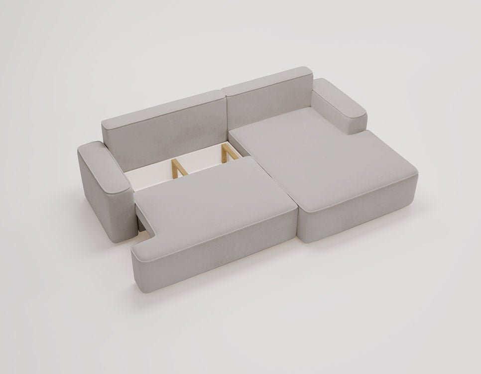 Designer Sofa Fresh in Samt mit Schlaffunktion und Stauraum