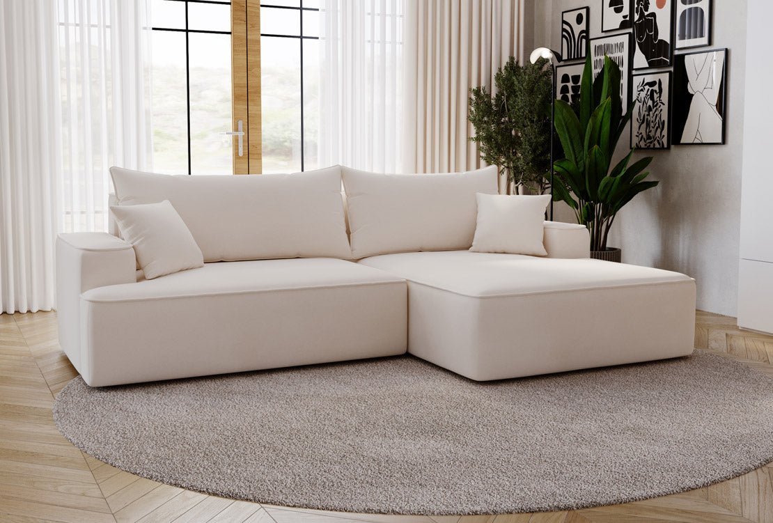 Designer Sofa Fresh in Samt mit Schlaffunktion und Stauraum