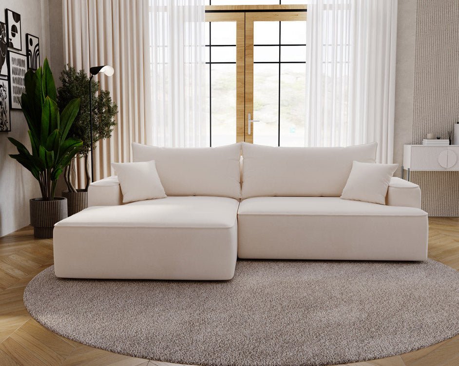 Designer Sofa Fresh in Samt mit Schlaffunktion und Stauraum