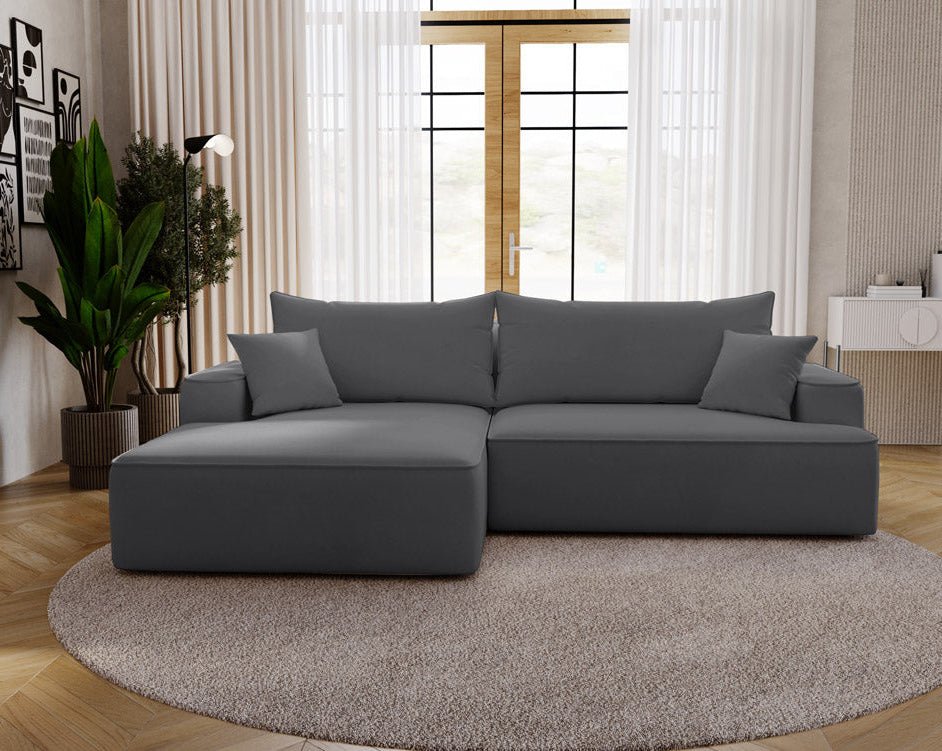 Designer Sofa Fresh in Samt mit Schlaffunktion und Stauraum