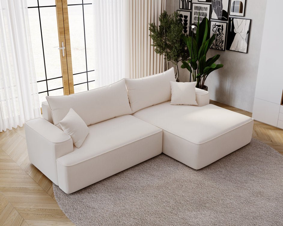 Designer Sofa Fresh in Samt mit Schlaffunktion und Stauraum
