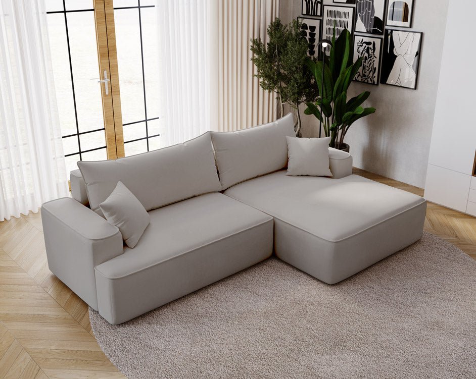 Designer Sofa Fresh in Samt mit Schlaffunktion und Stauraum