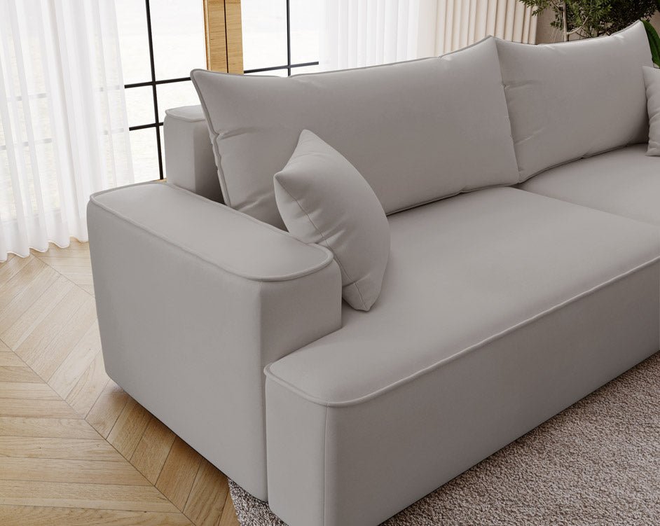 Designer Sofa Fresh in Samt mit Schlaffunktion und Stauraum